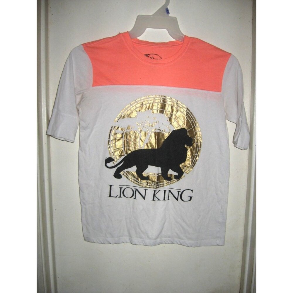 Disney Lion King Simba Silhouette Orange White T-Shirt Top Short Sleeves M